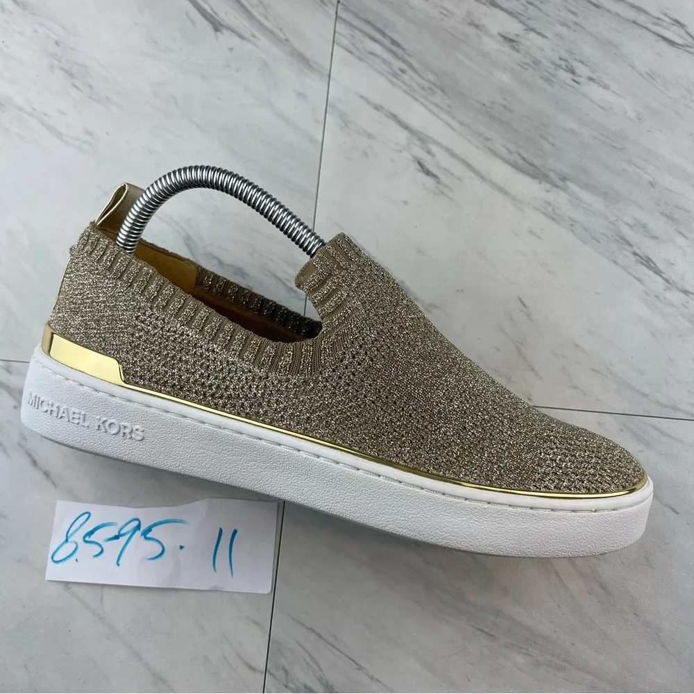 •Michael kors gold glitter slip on sneaker shoes women’s size 8.5